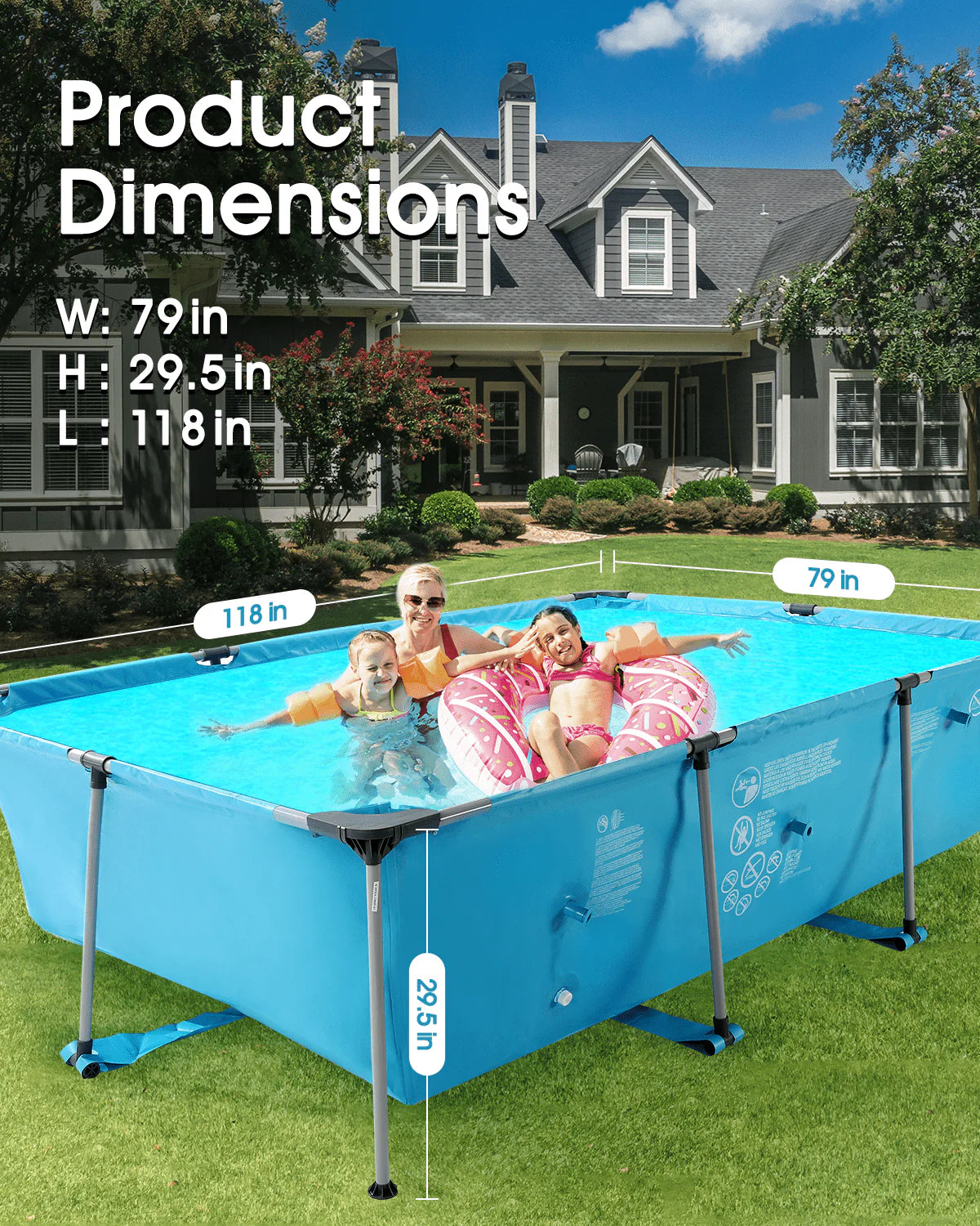10 ft Above Ground Rectangular Frame Swimming Pool D4466