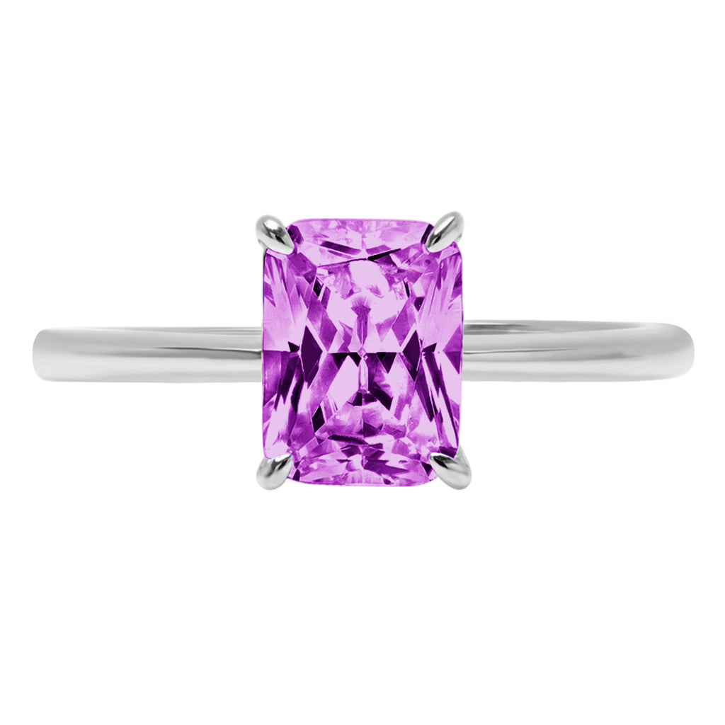 2.5ct Radiant Cut Simulated Alexandrite 18k White Gold Ring Size 3.75 I191068