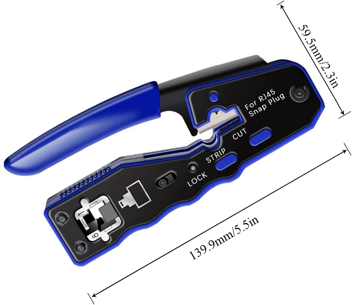 RJ45 Crimp Tool Ethernet Cable Crimper Wire Cutter Stripper Network Pass Through Crimping Tool Kit for Cat5e Cat6 Cat6a, 50Pcs Cat6 Connector & 50Pcs Cat6 Protector Cover S263