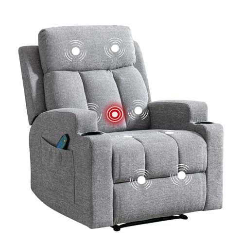 Manual Recliner Chair with Massage and Heat Gray W682