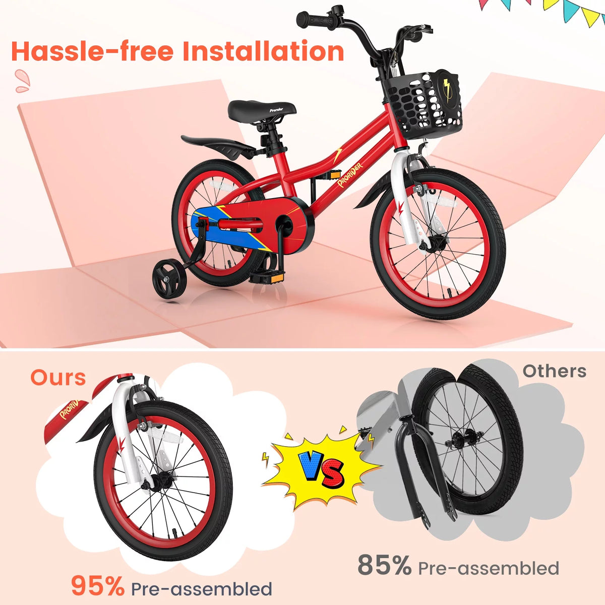 16'' Kid's Bike with Training Wheels & Basket K822