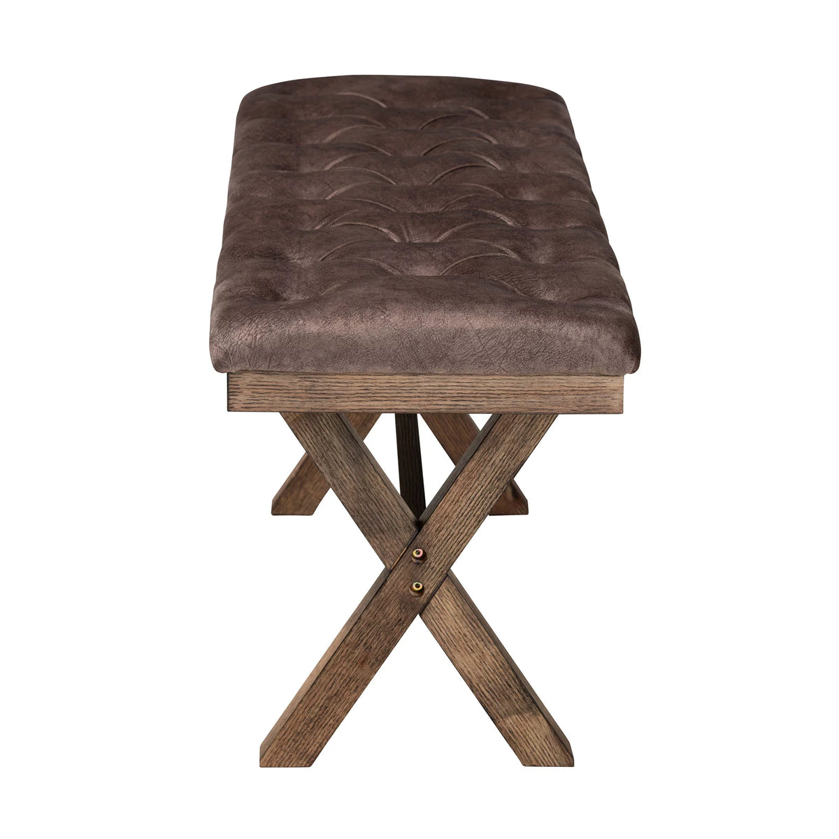 Chocolate Velvet Fabric and Dark Brown Finished Wood Bench A339