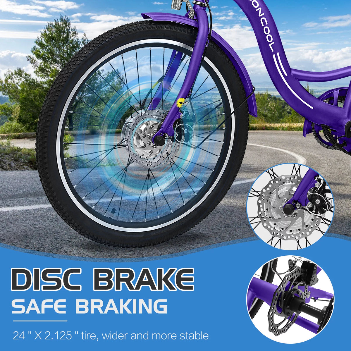 24'' 500W 7-Speed Electric Tricycle with Removable Battery N51992