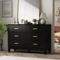 6 Drawer Double Dresser Black White Q5206
