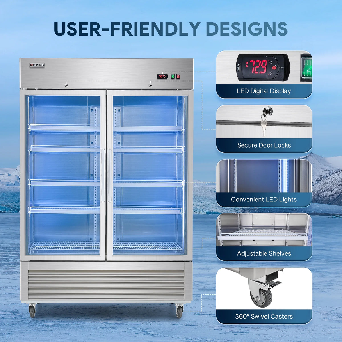 54" 2 Glass Door Display Refrigerator with 42.2 cu. ft. Capacity S4825