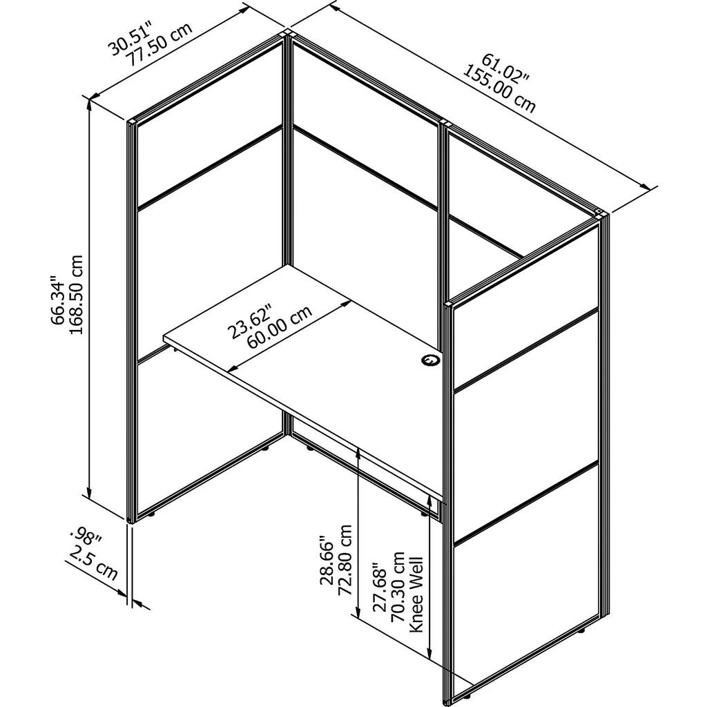 60W Cubicle Desk with Closed Panels H970040