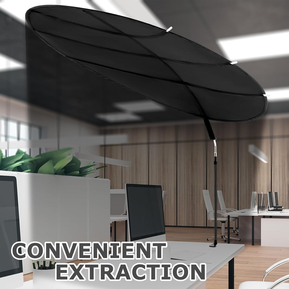 Black Adjustable Portable Cubicle Light Shade with Clamp H88407
