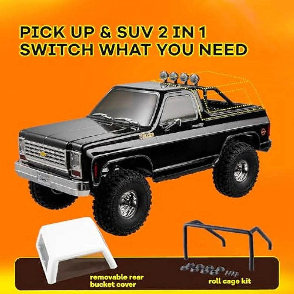 1/10 RC Crawler Pick Up Truck & SUV 2.4GHZ 11CH Remote Control Car Black D35637