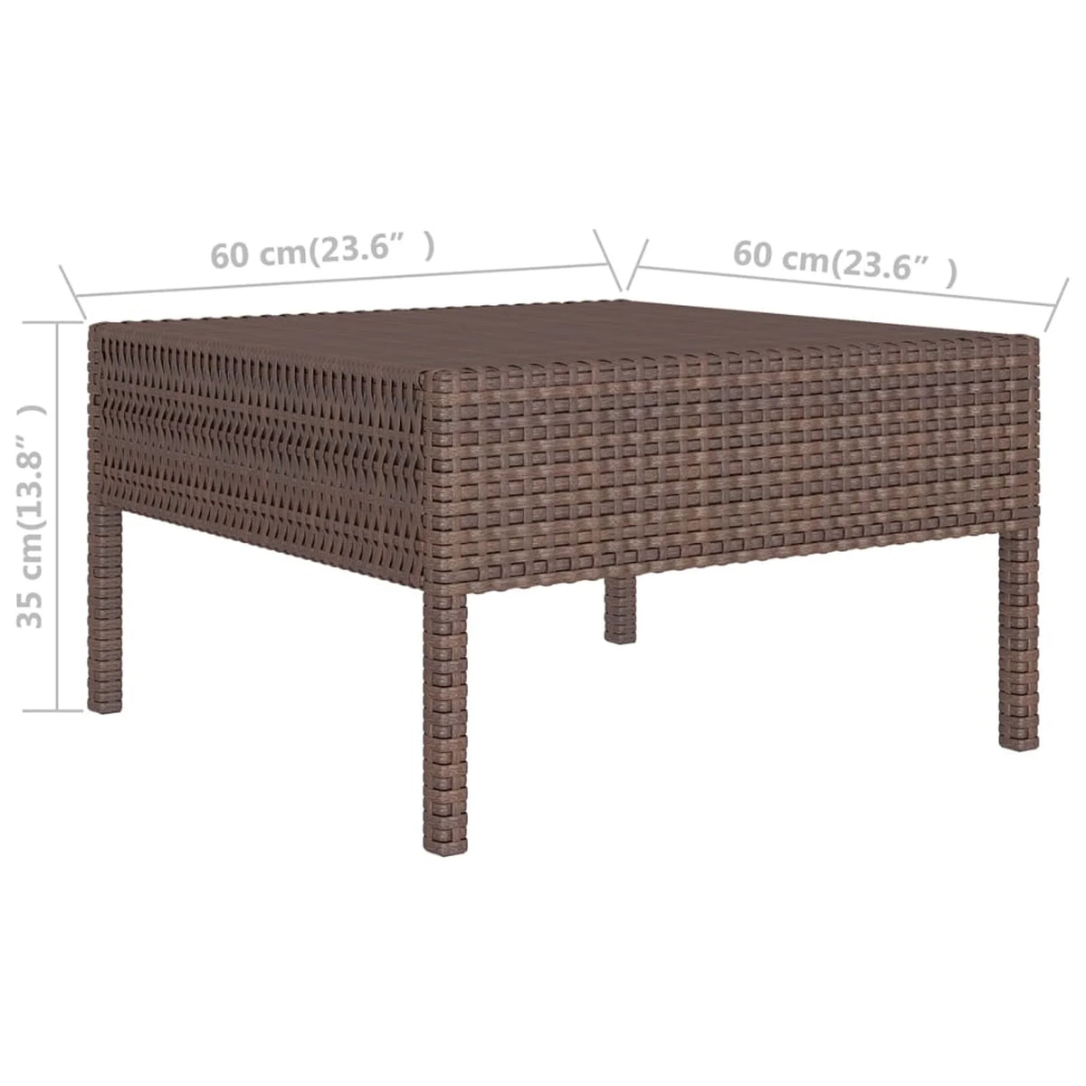 9 Piece Garden Conversation Set with Cushion and Footrest Brown Poly Rattan Sectional Outdoor Furniture Set K240