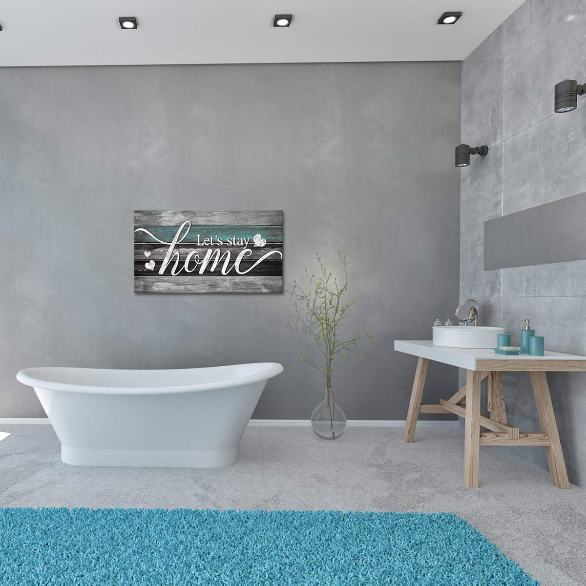 Teal and Grey Quotes Canvas Wall Art H7737