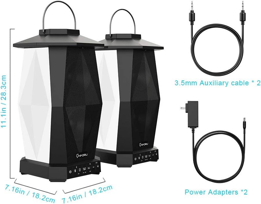 2 Pack 25W Wireless Outdoor Bluetooth Speakers with RGB LED Lights A554718