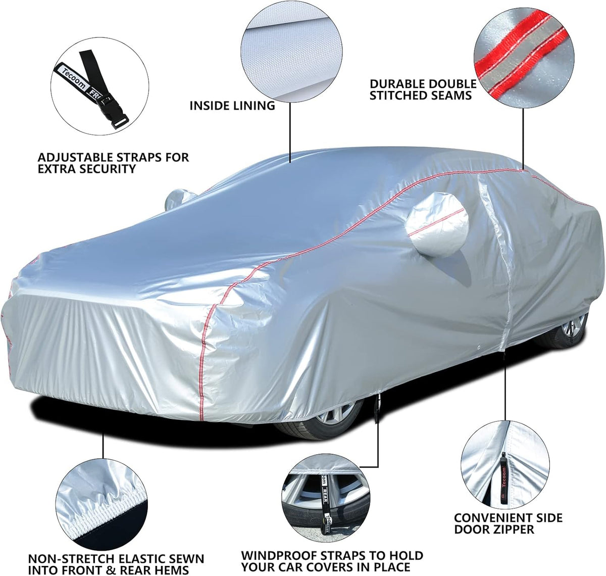 Hard Shell Car Cover Waterproof UV-Proof Windproof Fit 150-178 Inches Length Coupe Convertible Sport Car L70189