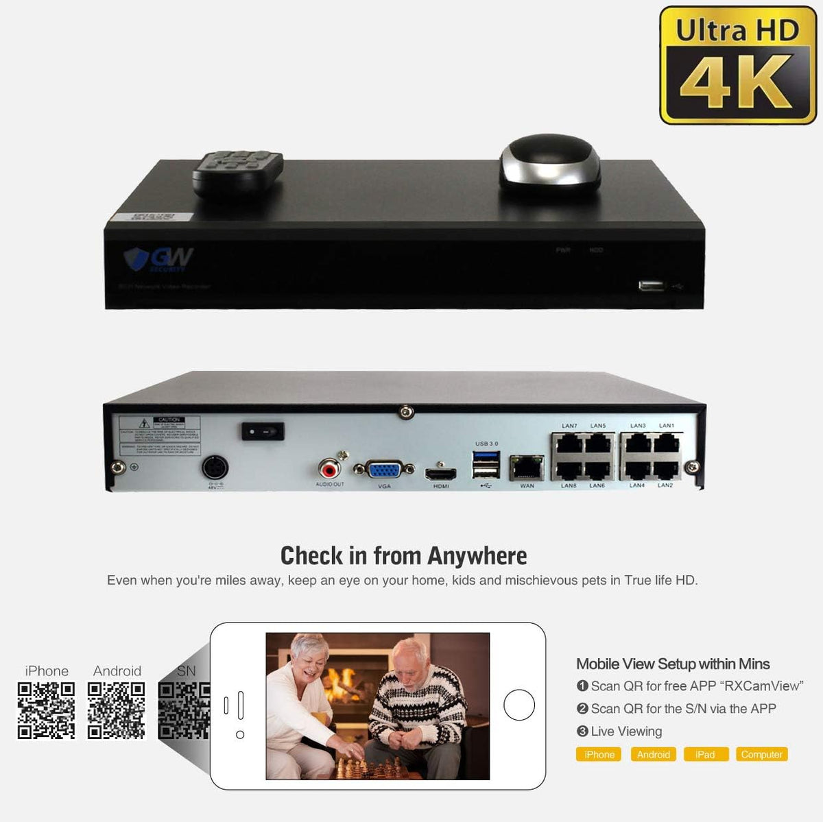4K 8MP PoE Security Camera System with 5X Optical Zoom K826475