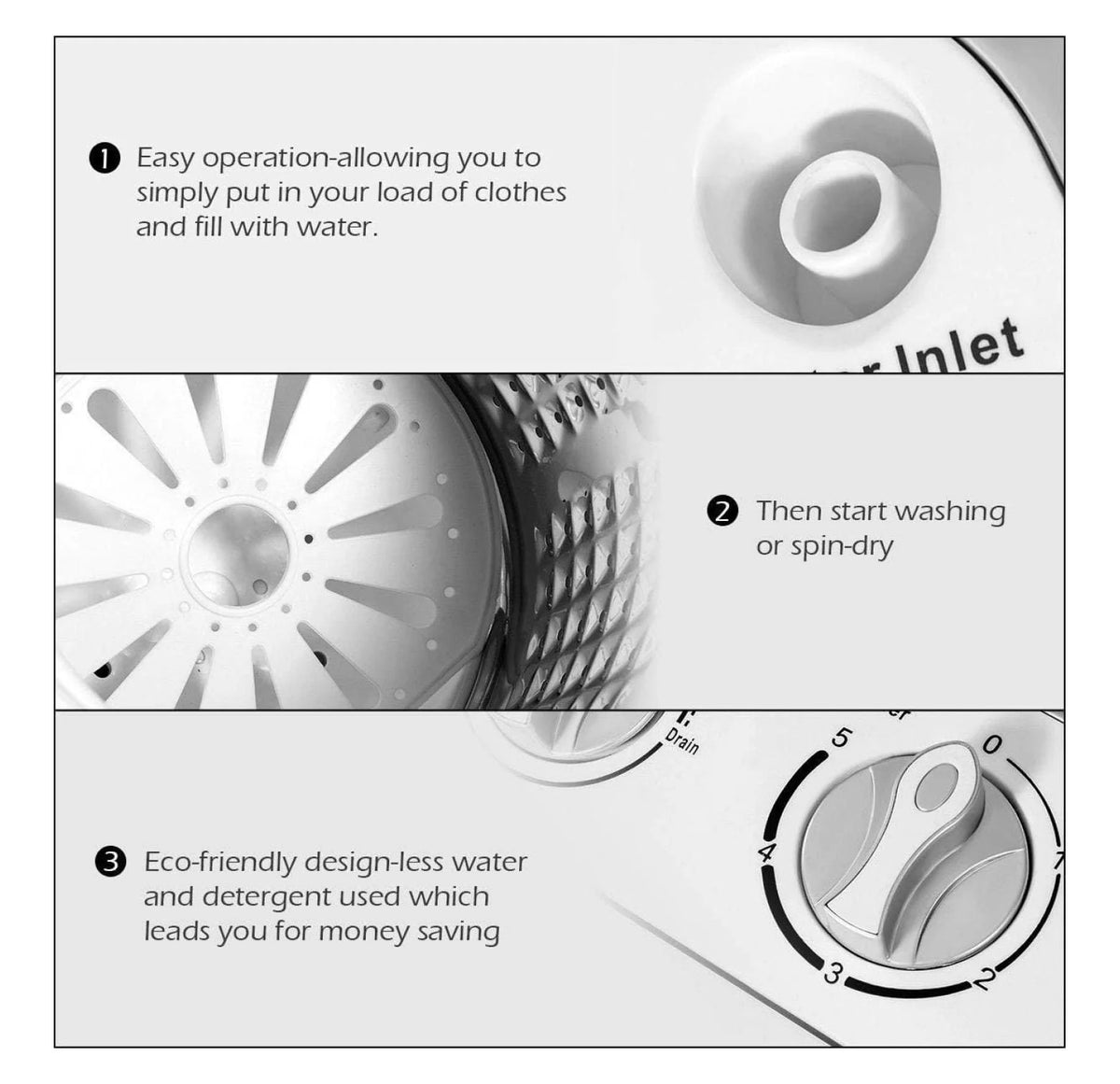 Compact Mini Washer Machine with 8 lbs Washing and 5 lbs Spin Dryer W330