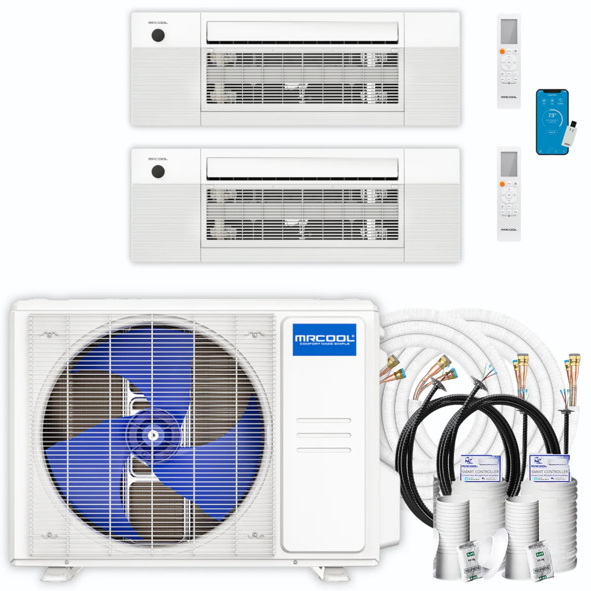 18,000 BTU 2 Zone Ceiling Cassette Ductless Air Conditioner and Heat Pump R62893