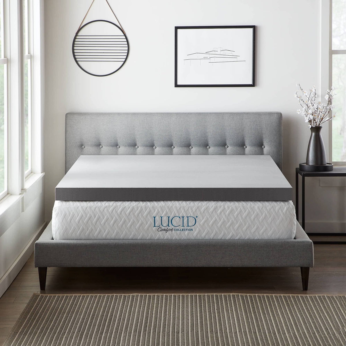 Gray Queen 4 inch Memory Foam Topper Z5307