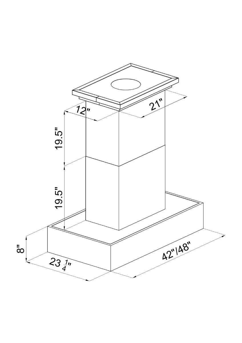 42 in. 1200 CFM Wooden Island Mount Range Hood G374233