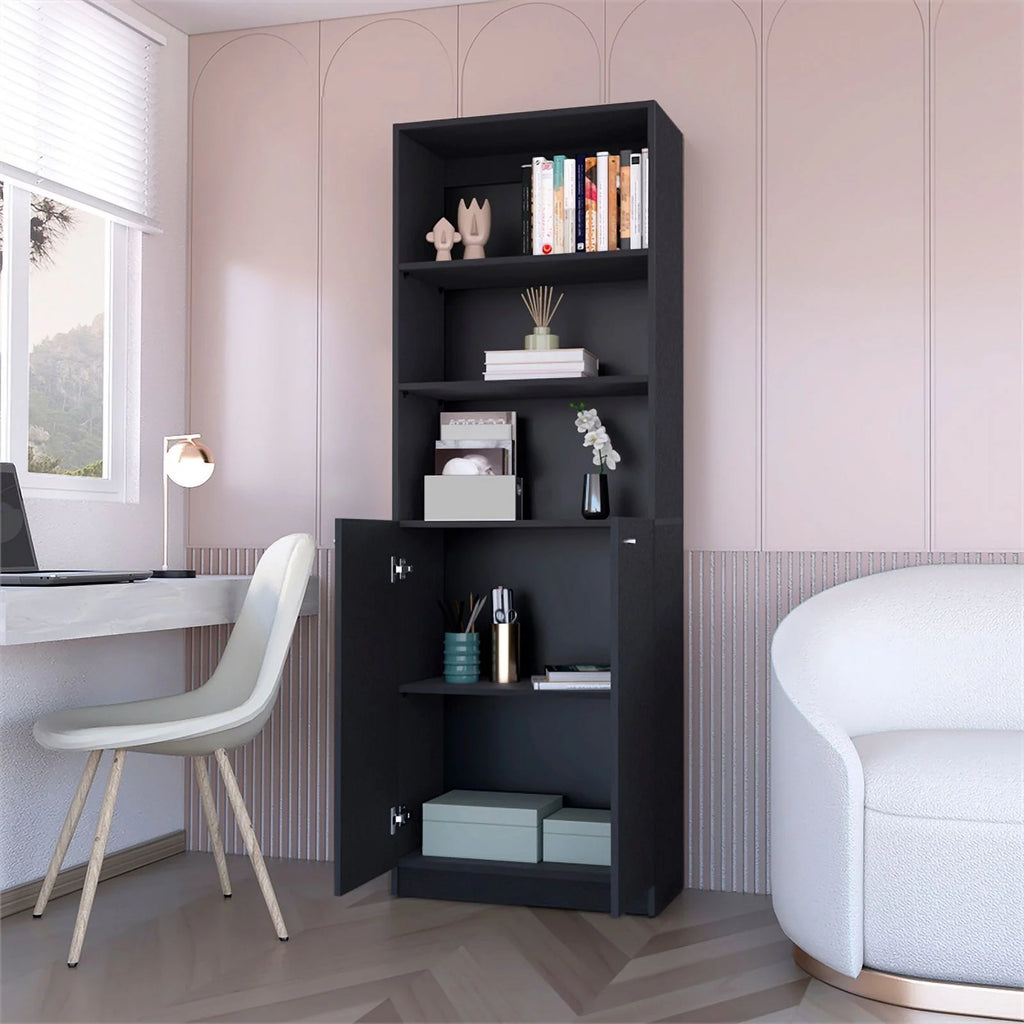 Black 2 Door Engineered Wood Bookcase Set of 2 N56840