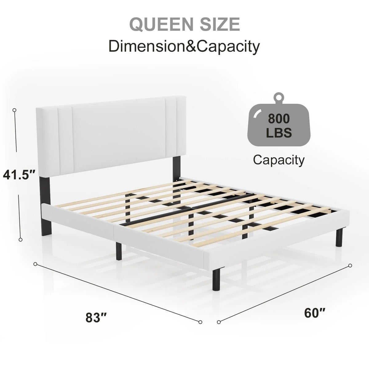 Queen Size Fabric Upholstered Platform Bed Frame S2197