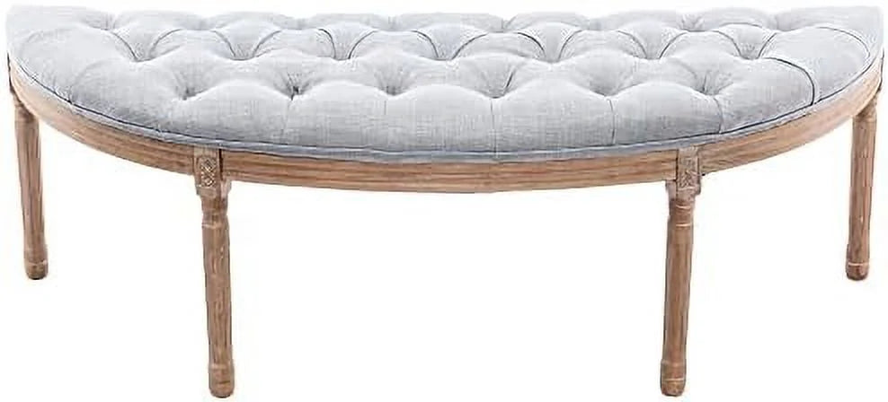 55" Beige Tufted Halfmoon Entryway Bench C737244
