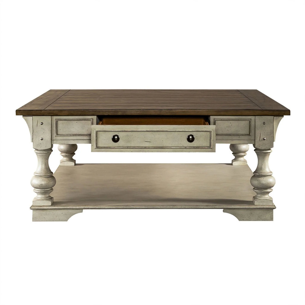 Antique White Drawer Square Cocktail Table L42089