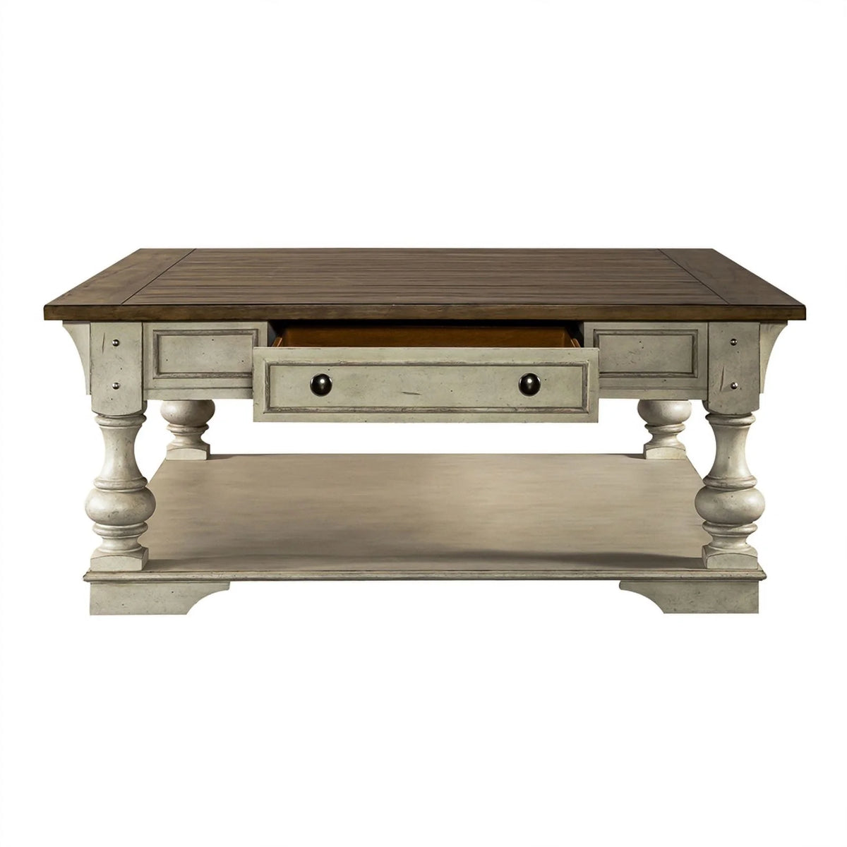 Antique White Drawer Square Cocktail Table L42089