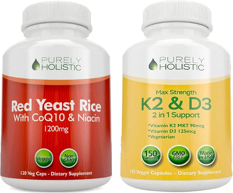 Red Yeast Rice with CoQ10 & Niacin + Vitamin D3 & K2 Vegetarian Capsules F160712