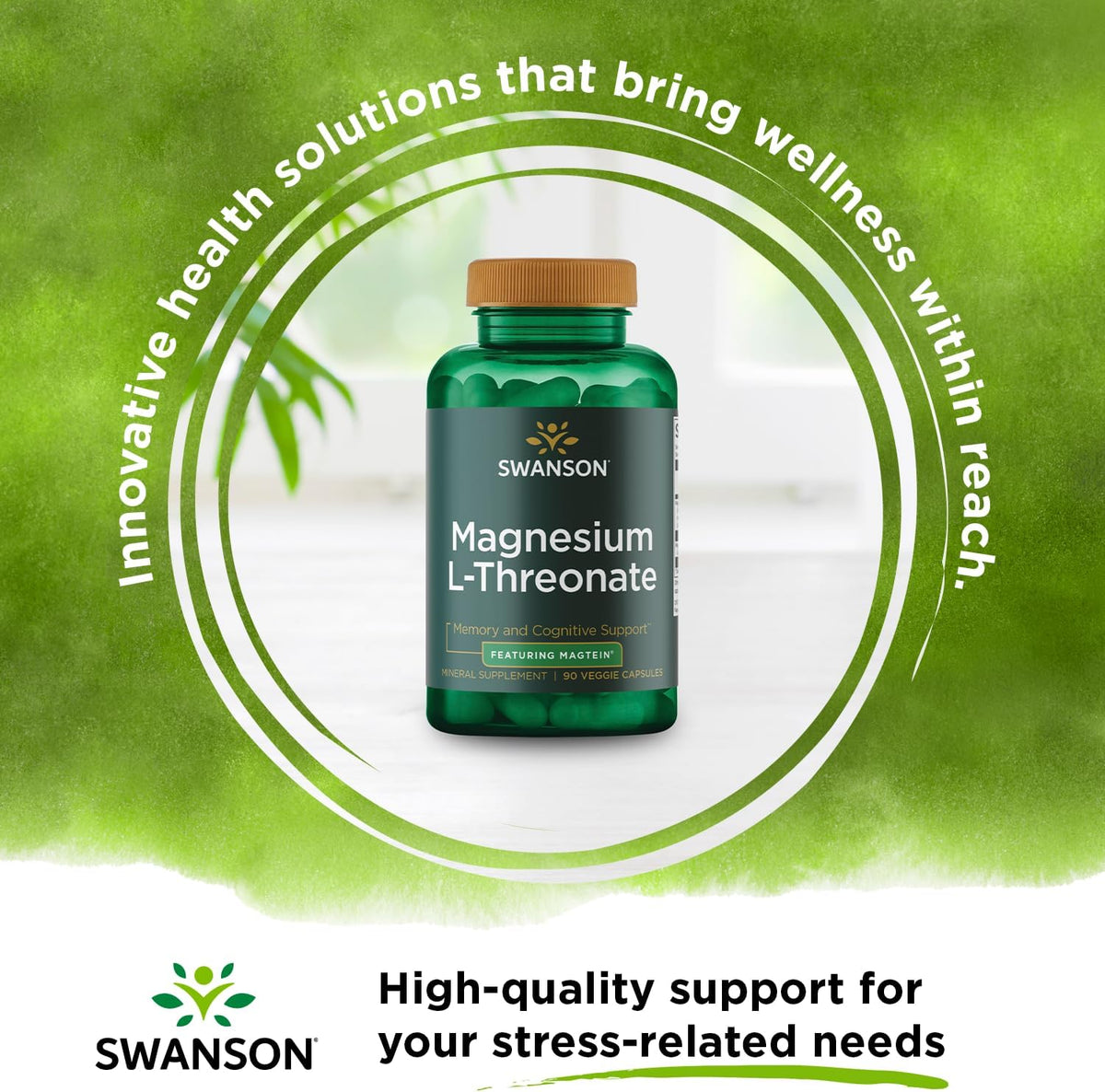 Magnesium L-Threonate Mineral Supplement 90 Veggie Capsules K553053