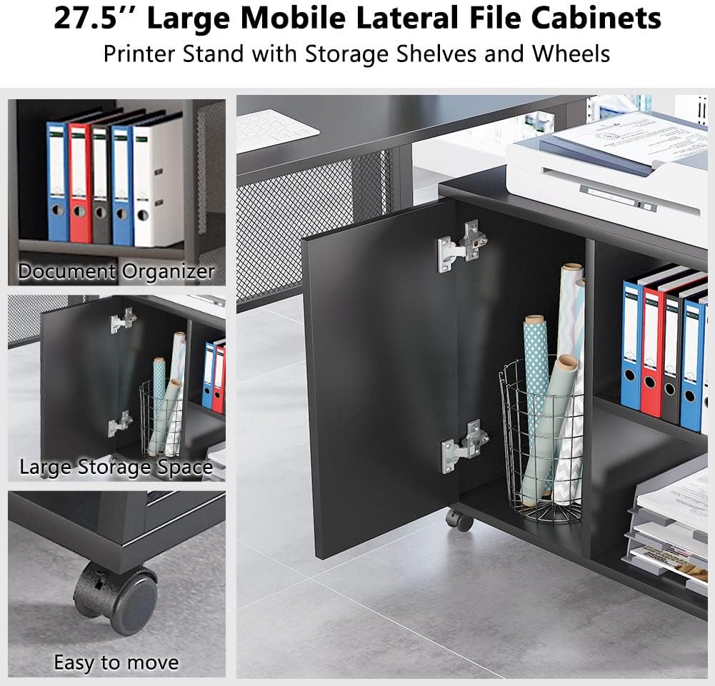 L-Shaped Computer Desk with File Cabinet C233857