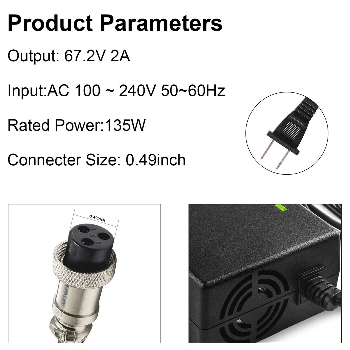 67.2V 2A 60V 16S Li-ion Battery Charger Adapter R9310