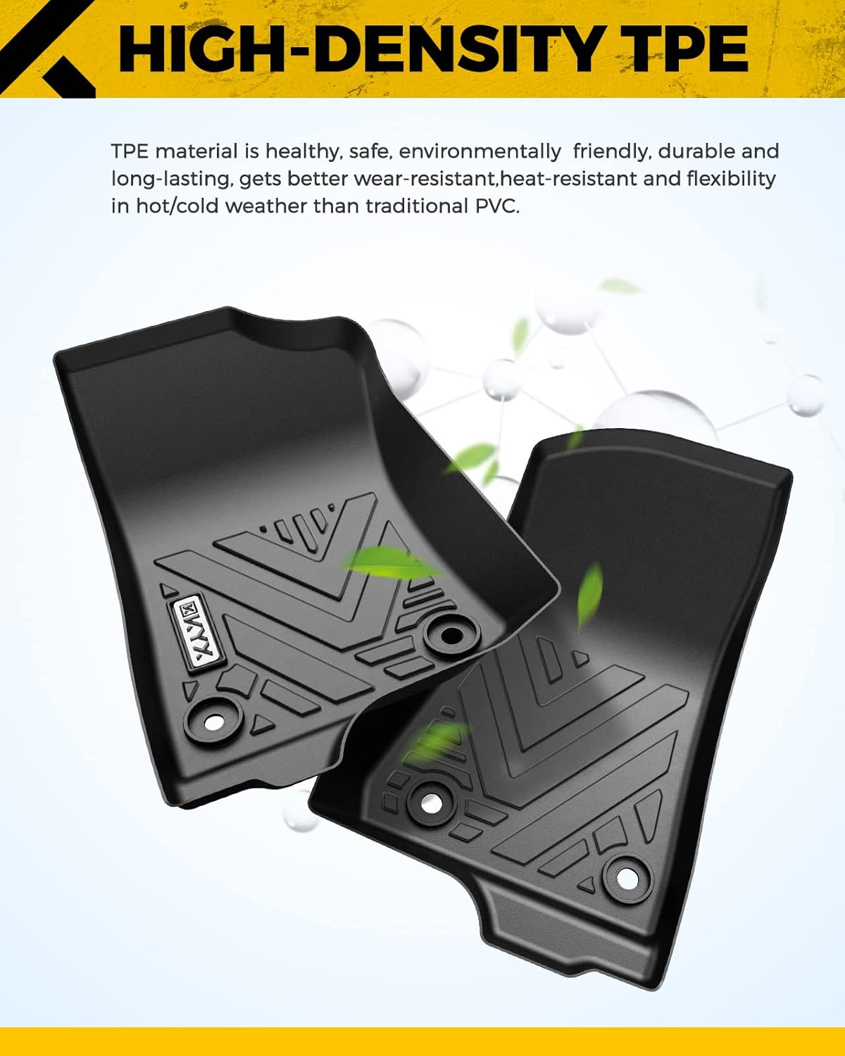 All Weather TPE Black Car Floor Mats Front & 2nd Row V139503