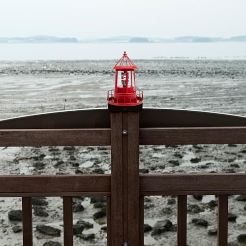 Red Solar Powered Rotating Lighthouse Lamp E95471