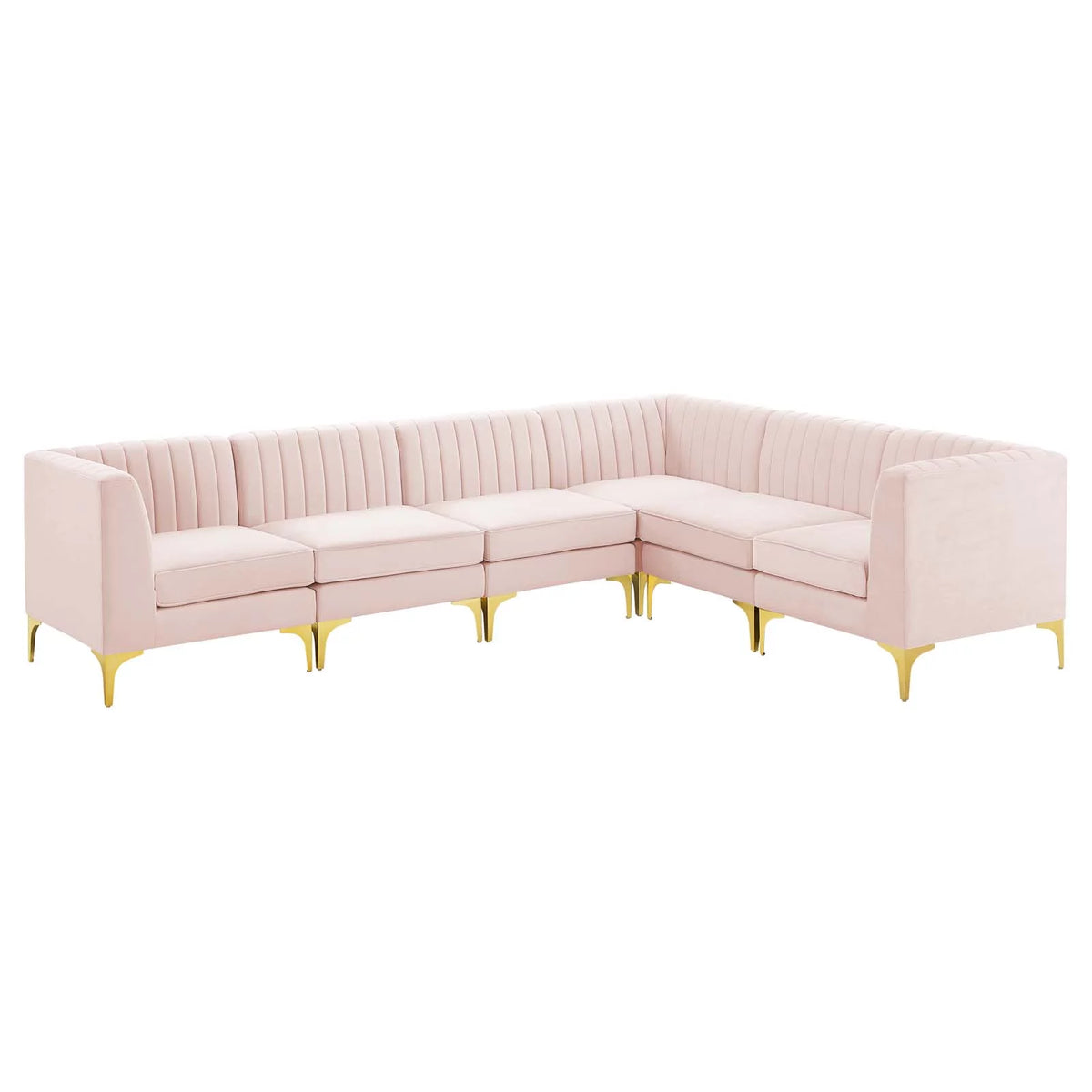 Pink Velvet 6-Piece Sectional Sofa P56804