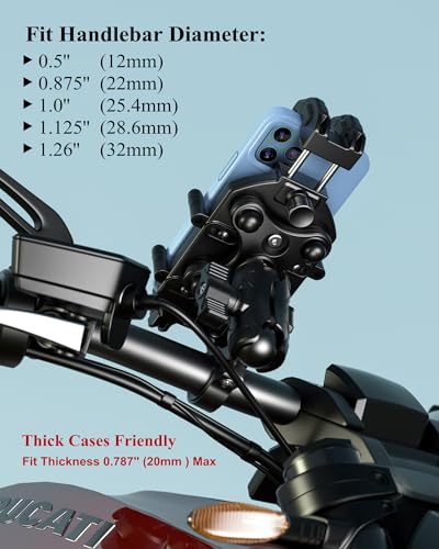 Motorcycle Phone Holder with Vibration Dampener & High-Speed Secure Lock for 5.4''-7.2'' Smartphones C4558