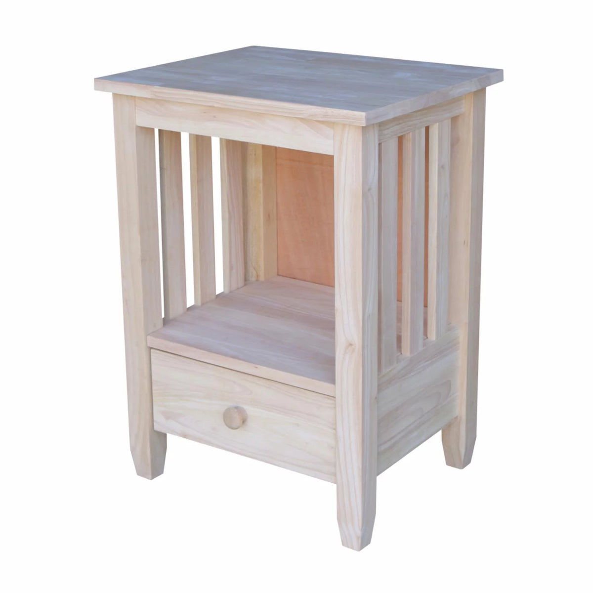 Solid Wood Unfinished End Table with Drawer D46461