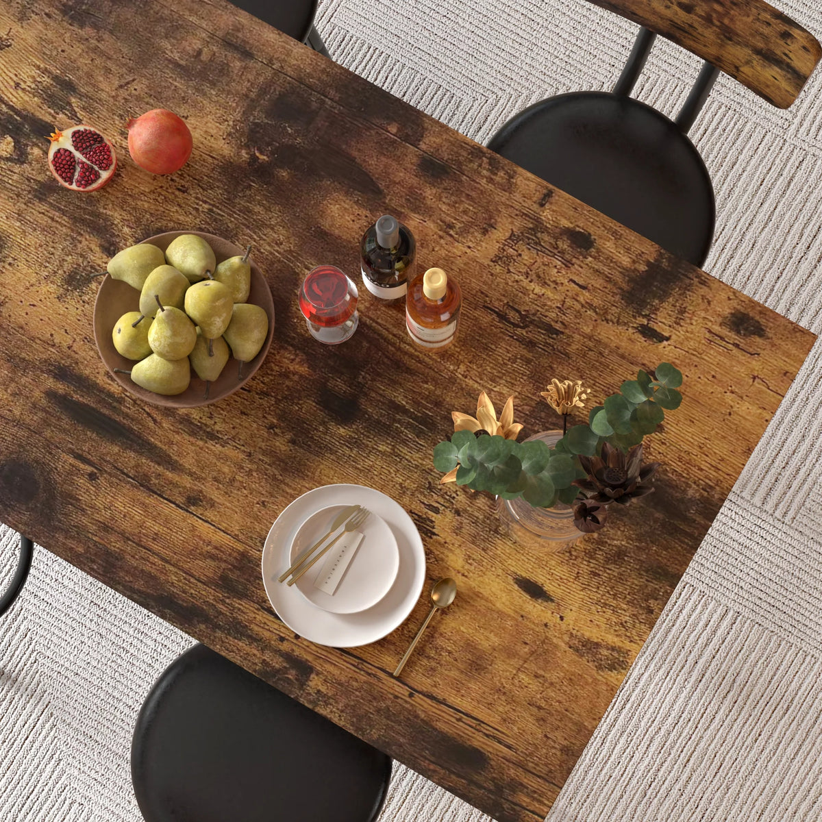 5 Piece Bar Height Dining Table Set with Upholstered Stools D191090