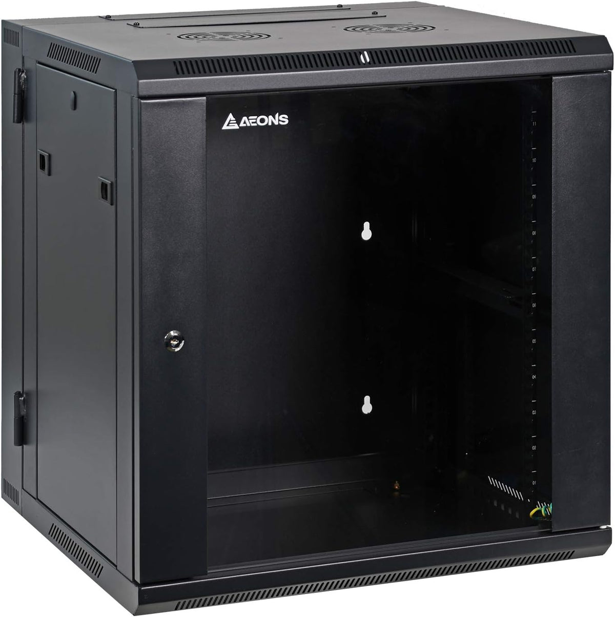 12U Wall Mount Server Cabinet Enclosure with Locking Glass Door Black M75337