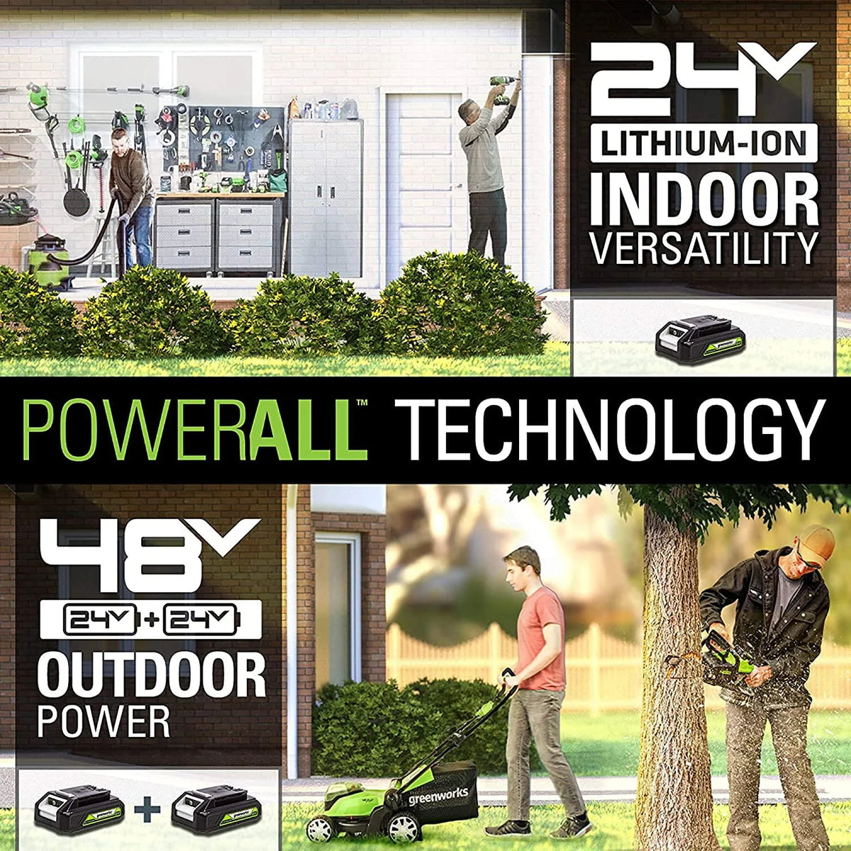 48V 17 Battery-Powered Push Lawn Mower with 2 x 24V 4Ah Batteries A73922