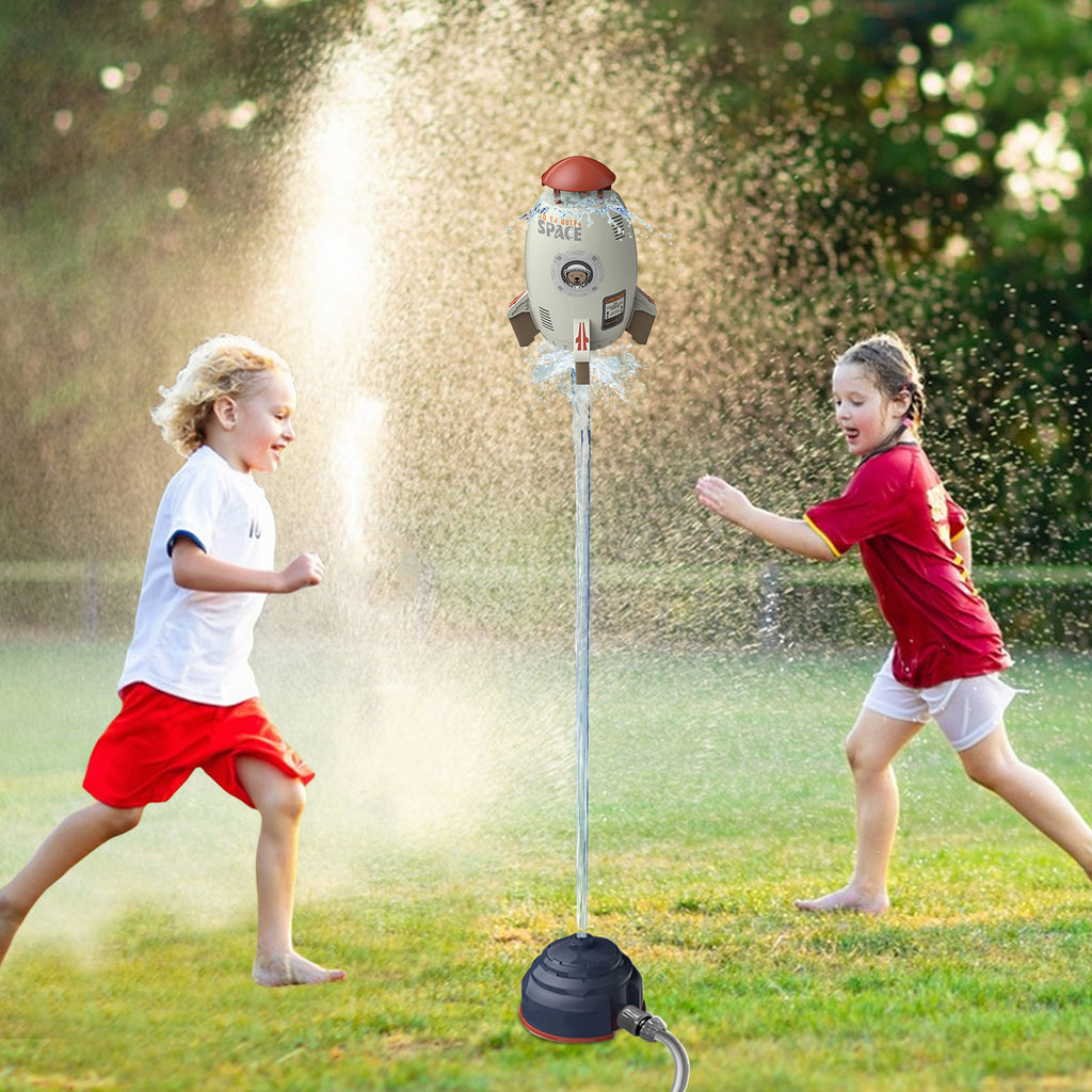 Rocket Outdoor Water Toys Sprinkler 360-Degree Rotation Attaches to Garden Hose L587