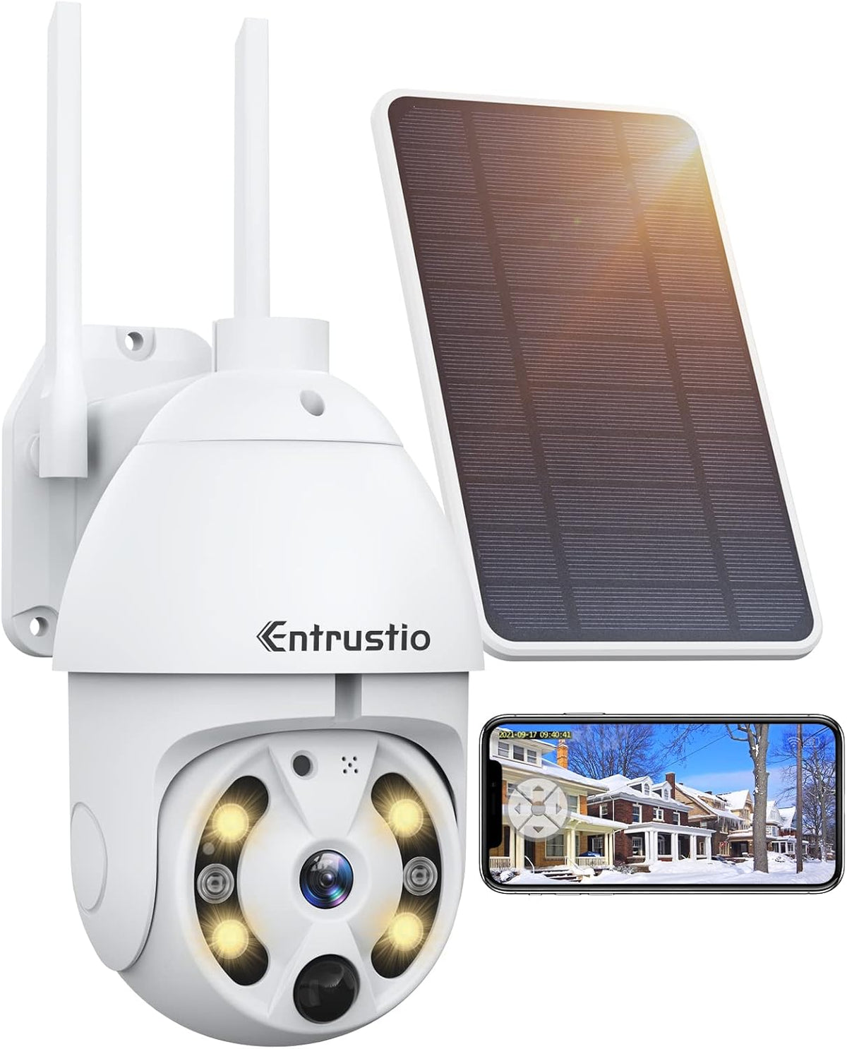 Solar Security Camera Outdoor, Wireless 360° Pan Tilt, Solar Powered, 2.4G WiFi Z6487