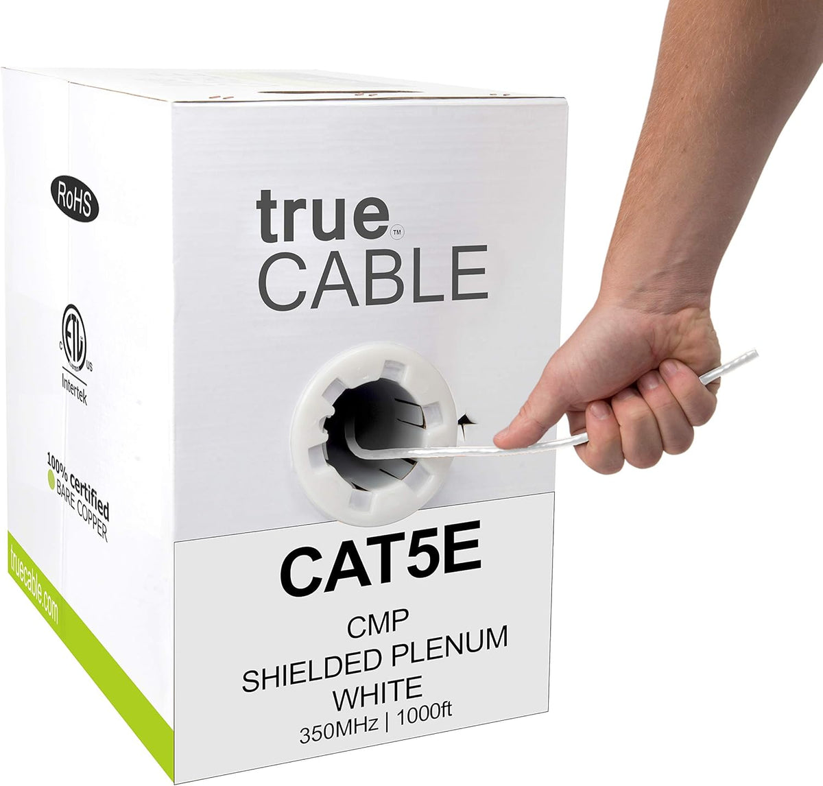 Cat5e Shielded Plenum 1000ft Blue 24AWG Solid Bare Copper Ethernet Cable C14158