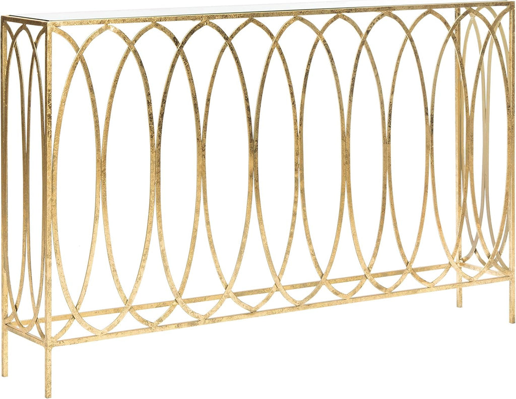 Gold Foil and Glass Console Table J138