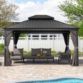 12' X 14' Grey Aluminum Hardtop Gazebo A121
