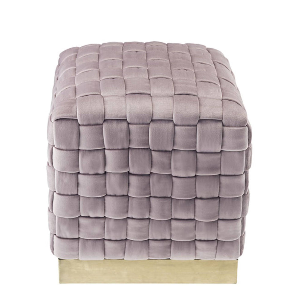 Navy Gold Velvet Cube Ottoman Q2981