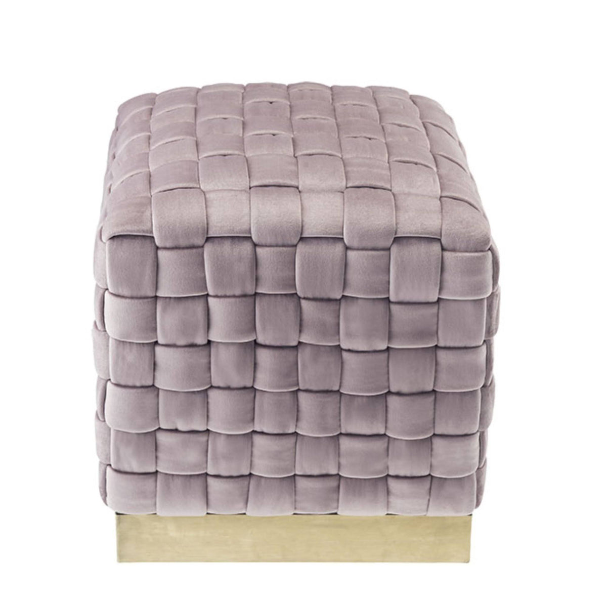 Navy Gold Velvet Cube Ottoman Q2981