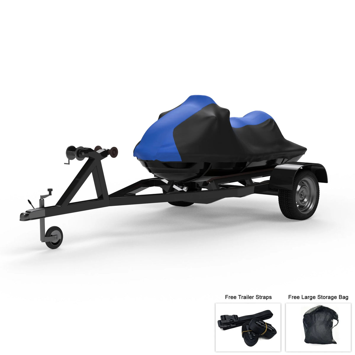 Jet Ski Cover Blue Black Trailerable with Trailer Straps and Storage Bag Z343