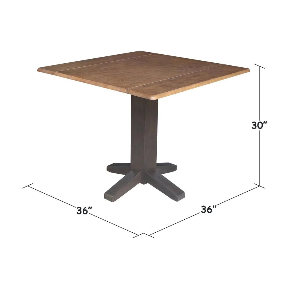 36" Solid Wood Square Dual Drop Leaf Dining Table D5215