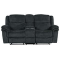 Dark Blue Manual Reclining Sofa with Cup Holders Y38382