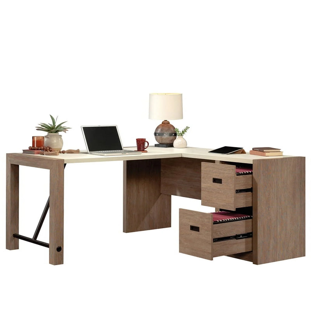 L-Desk in Brushed Oak Finish A521161