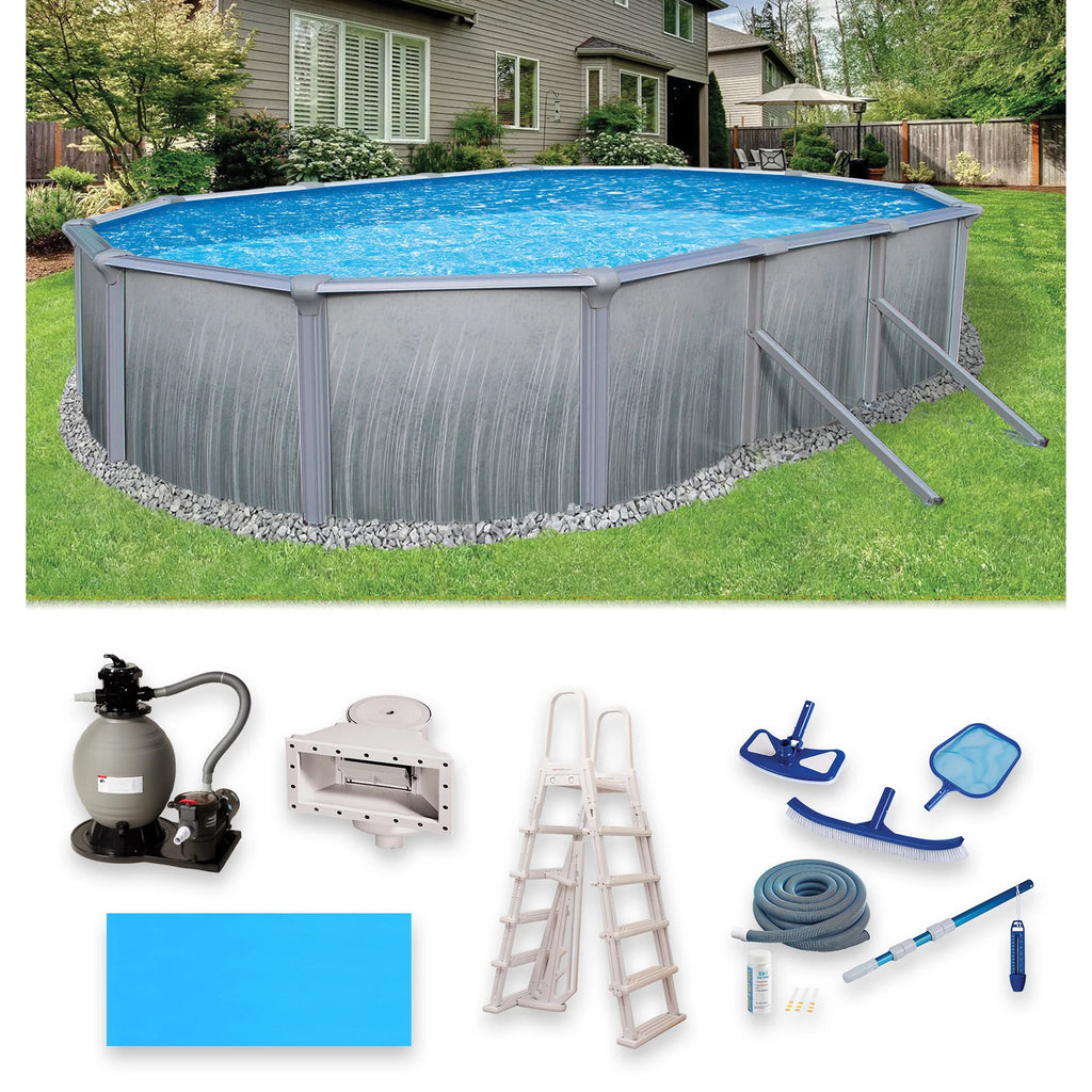 12-ft x 24-ft Oval 52-in Deep Metal Wall Swimming Pool G673439
